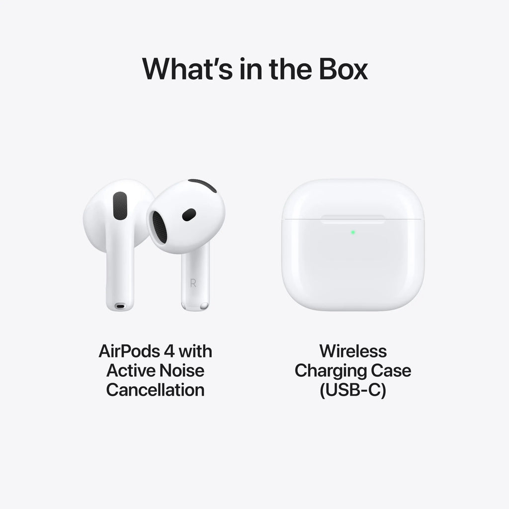 Apple AirPods 4 Wireless Earbuds, Bluetooth Headphones, with Active Noise Cancellation, Adaptive, Transparency Mode, Personalized Spatial Audio, USB-C Charging Case, Wireless Charging, H2 Chip Voltique