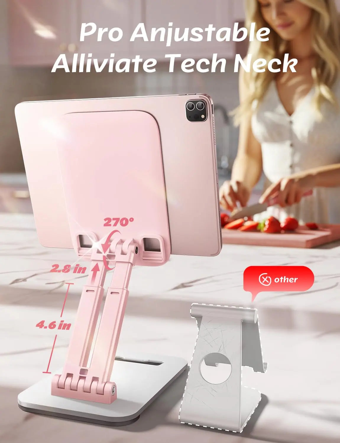 LISEN for iPad Stand Tablet Holder for Desk, Office Desk Accessories for Men Women Moms Gifts Home Office Dorm Essentials Gadgets Portable Monitor Stand for Apple iPad mini Accessories Switch Kindle Voltique
