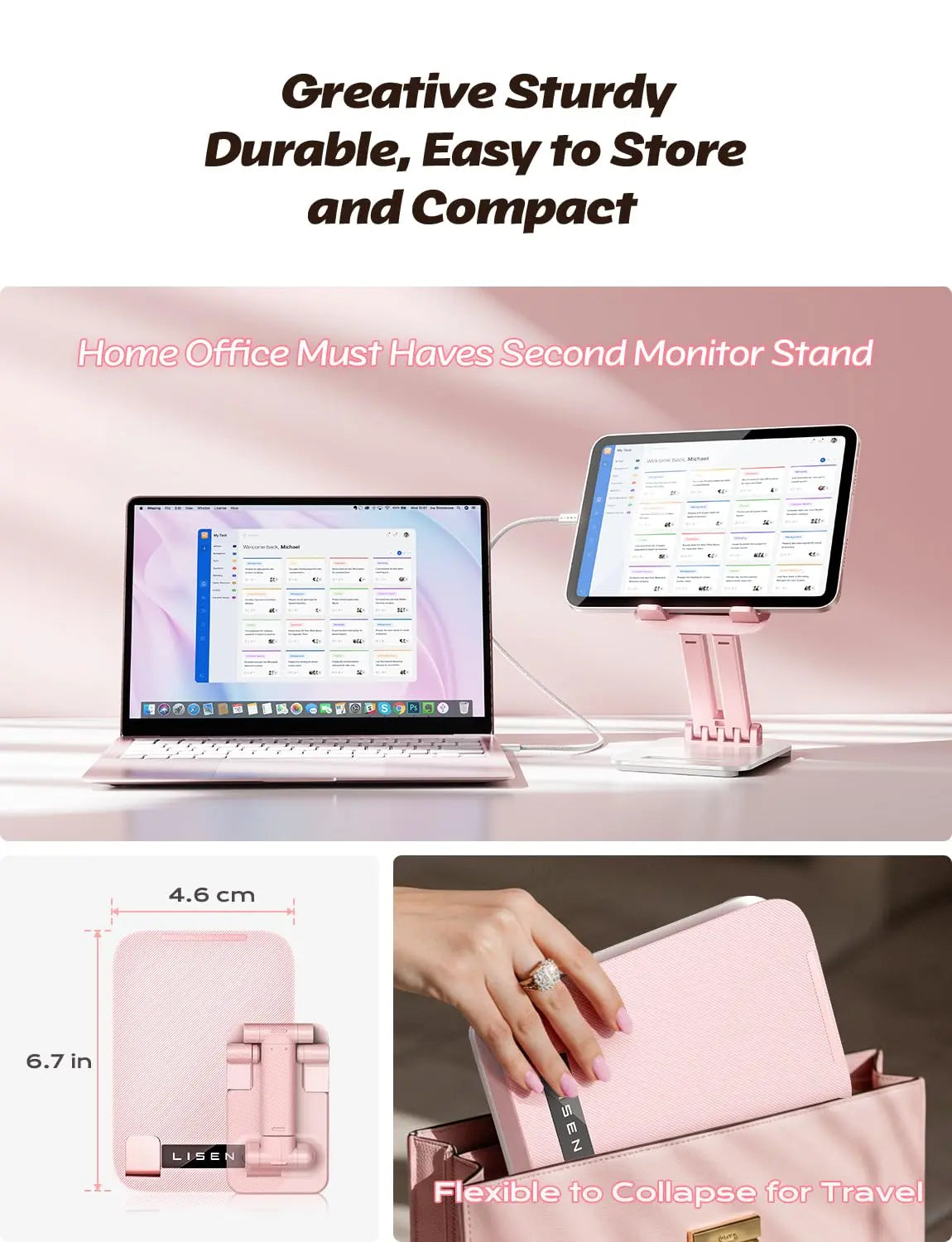 LISEN for iPad Stand Tablet Holder for Desk, Office Desk Accessories for Men Women Moms Gifts Home Office Dorm Essentials Gadgets Portable Monitor Stand for Apple iPad mini Accessories Switch Kindle Voltique